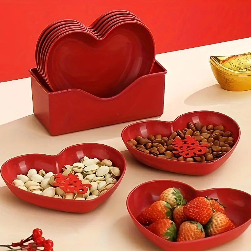 Heart-Shaped 20 Pcs Set of Dish Plates with Free 2 Pcs Holders (20 Heart Plates + 2 Holders)